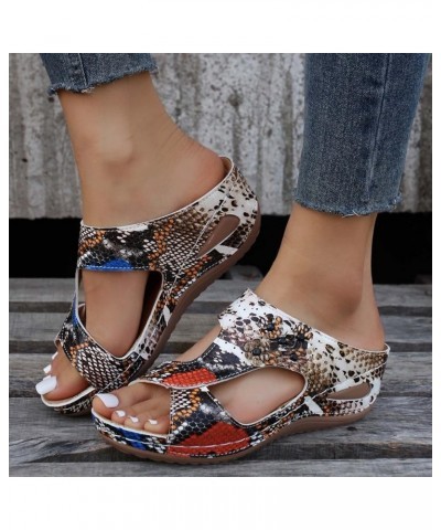 Orthopedic Sandals for Women, Sandals Women Dressy Summer Slip-on Open Toe Low Wedge Sandals Casual Beach Sandals Orange $10....