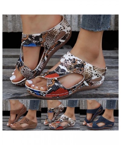 Orthopedic Sandals for Women, Sandals Women Dressy Summer Slip-on Open Toe Low Wedge Sandals Casual Beach Sandals Orange $10....