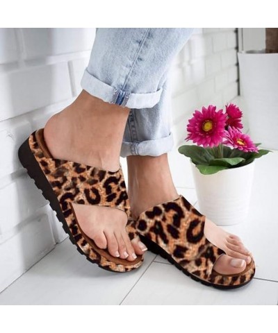 Orthopedic Sandals For Women Arch Support Flat Wide Width Leather Platform Wedge Slide Sandals Diabetic Walking Summer Shoes ...