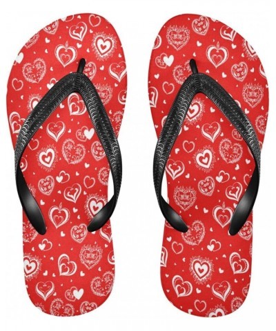 Valentines Day Hearts Flowers Womens Flip Flops Love Red Summer Beach Sandals Casual Thong Slippers Comfortable Shower Slippe...