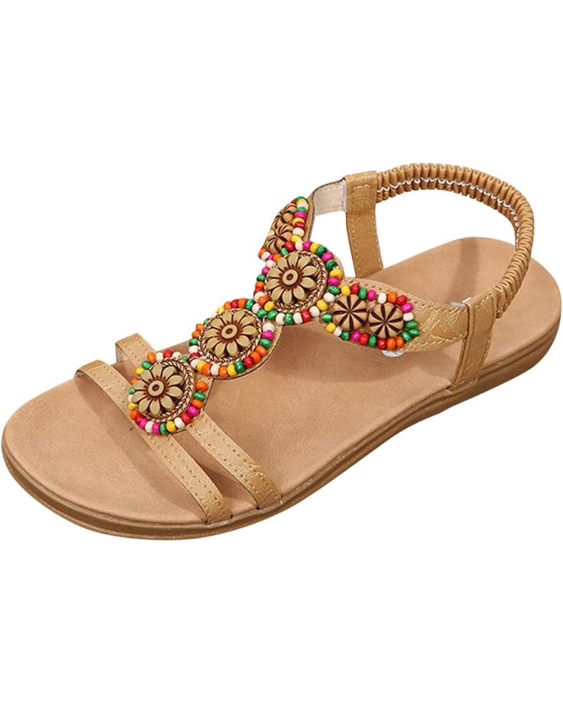 open toe summer sandal Fashion Women's Flat Summer Zipper Beach Open Toe Breathable Sandals Shoes Sandals Summer Z 14-khaki $...