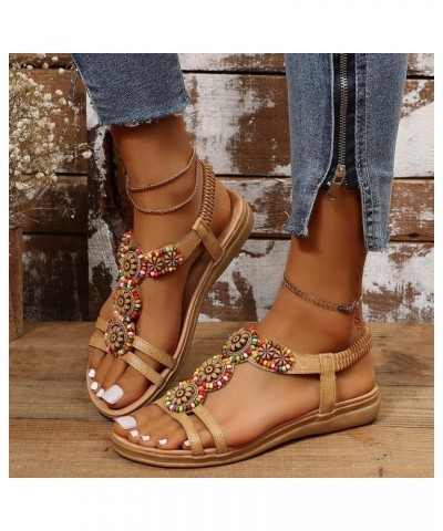 open toe summer sandal Fashion Women's Flat Summer Zipper Beach Open Toe Breathable Sandals Shoes Sandals Summer Z 14-khaki $...