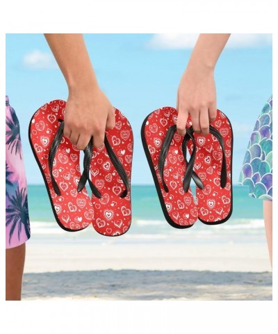 Valentines Day Hearts Flowers Womens Flip Flops Love Red Summer Beach Sandals Casual Thong Slippers Comfortable Shower Slippe...