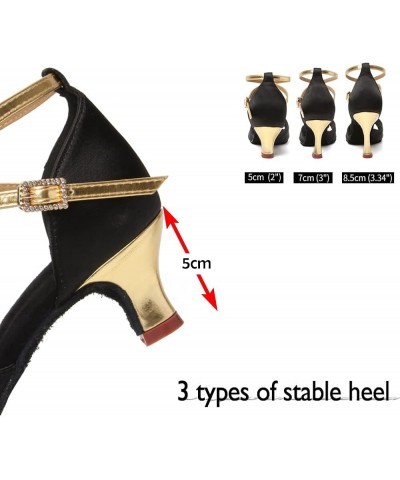 Women's Latin Dance Shoes Open Toe Ballroom Salsa Dance Practice Performance Shoes,Model 221 Black-gold-2inch Heel $29.06 Ath...