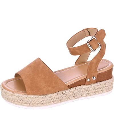 Women's Shoes Wedges Sandals Casual Fashion Platforms Toe Women's sandals Bohemian Sandals for Women Wedge Brown $16.63 Outdo...