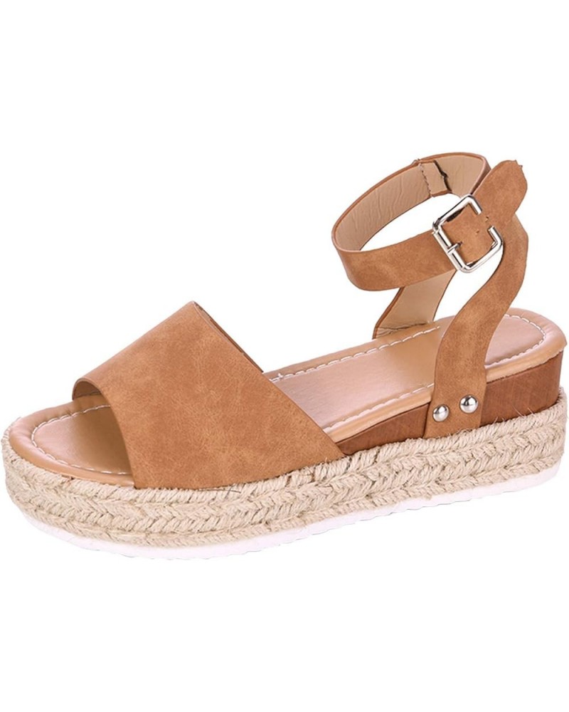 Women's Shoes Wedges Sandals Casual Fashion Platforms Toe Women's sandals Bohemian Sandals for Women Wedge Brown $16.63 Outdo...