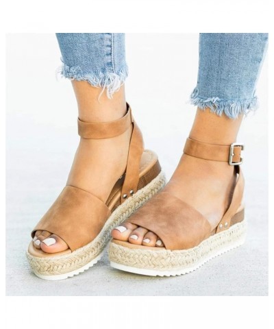 Women's Shoes Wedges Sandals Casual Fashion Platforms Toe Women's sandals Bohemian Sandals for Women Wedge Brown $16.63 Outdo...