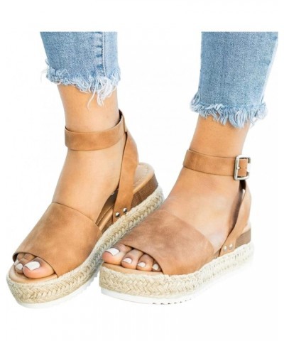 Women's Shoes Wedges Sandals Casual Fashion Platforms Toe Women's sandals Bohemian Sandals for Women Wedge Brown $16.63 Outdo...