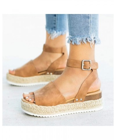 Women's Shoes Wedges Sandals Casual Fashion Platforms Toe Women's sandals Bohemian Sandals for Women Wedge Brown $16.63 Outdo...