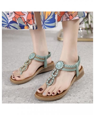 Yoga Mat Sandals for Women Womens Wedges Shoes Elastic Band Casual Bohemian Sandals Boho Beach Sandals Flip Flops Shoes (Blac...