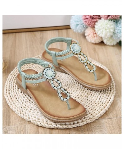 Yoga Mat Sandals for Women Womens Wedges Shoes Elastic Band Casual Bohemian Sandals Boho Beach Sandals Flip Flops Shoes (Blac...