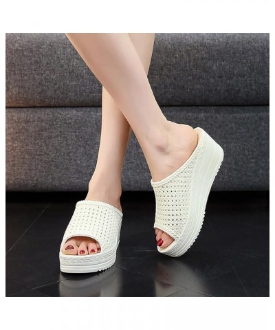 Women's Flat Sandals Gladiator Open Toe Sandals & Flip Flops Pump Sandals Lightweight Classic Slide Sandals White $12.59 Sandals