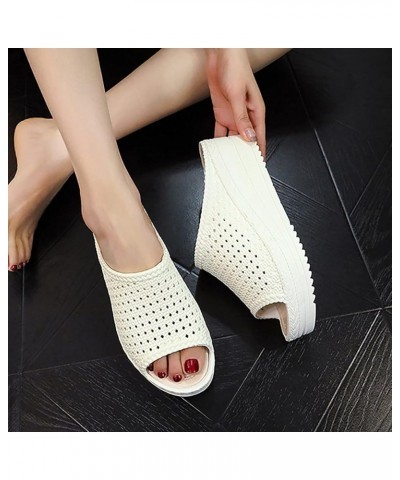 Women's Flat Sandals Gladiator Open Toe Sandals & Flip Flops Pump Sandals Lightweight Classic Slide Sandals White $12.59 Sandals