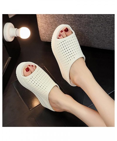 Women's Flat Sandals Gladiator Open Toe Sandals & Flip Flops Pump Sandals Lightweight Classic Slide Sandals White $12.59 Sandals