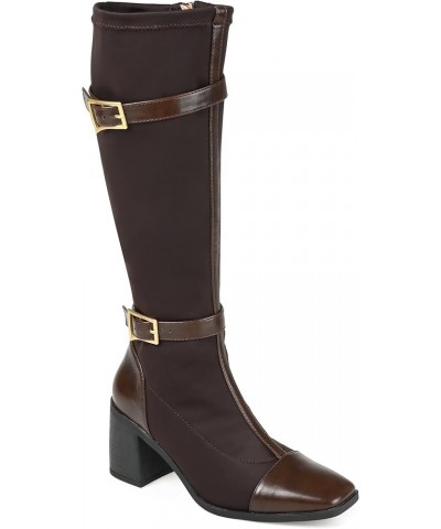 Womens Gaibree Tru Comfort Foam Wide Calf Stacked Heel Knee High Boots Chocolate $29.14 Boots