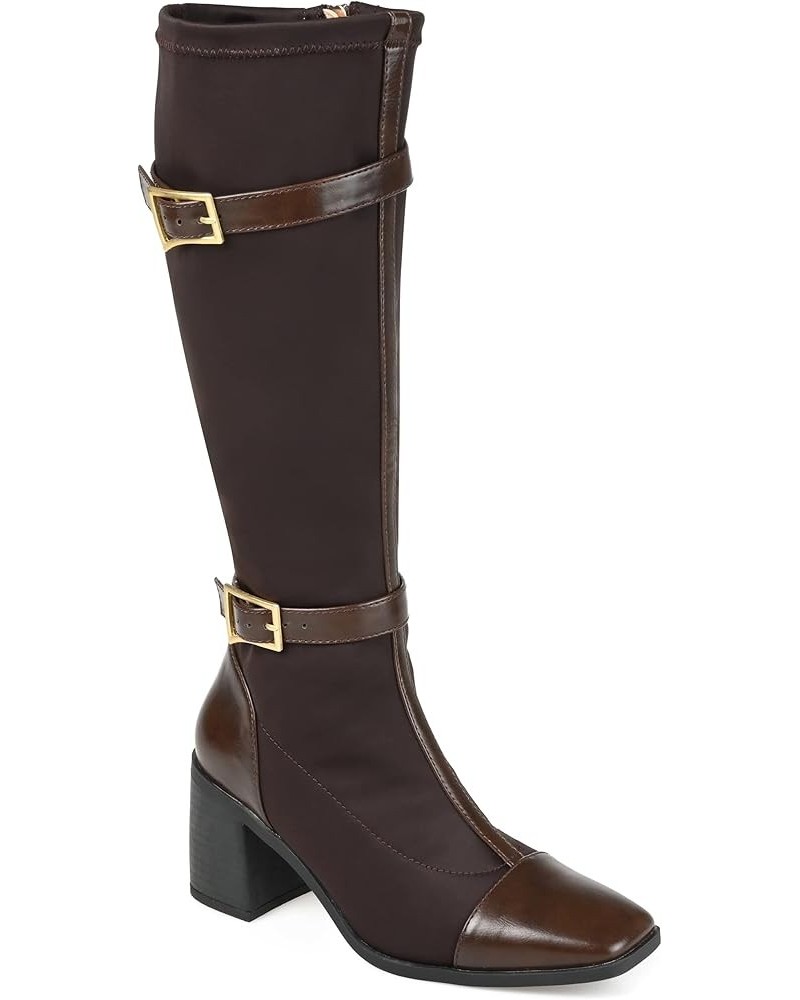 Womens Gaibree Tru Comfort Foam Wide Calf Stacked Heel Knee High Boots Chocolate $29.14 Boots