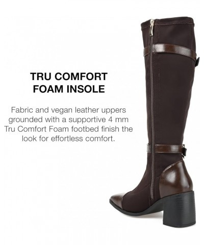 Womens Gaibree Tru Comfort Foam Wide Calf Stacked Heel Knee High Boots Chocolate $29.14 Boots