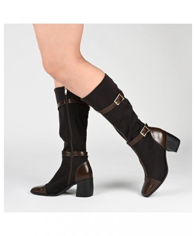 Womens Gaibree Tru Comfort Foam Wide Calf Stacked Heel Knee High Boots Chocolate $29.14 Boots