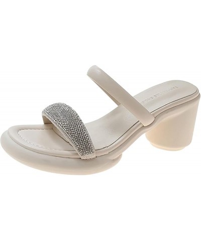 Women's Rhinestone Decorative Wedge Sandals Summer Slip on Thick Bottom Sandals Lightweight Arch Support Beach White 7.5 $21....