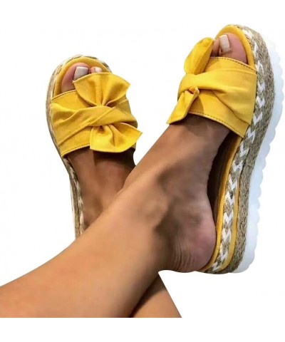 Women Slippers, Women Fashion Summer Bow-Knot Anti-Slip Slippers Platform Sandals Beach Shoes Yellow 37 $9.07 Slippers