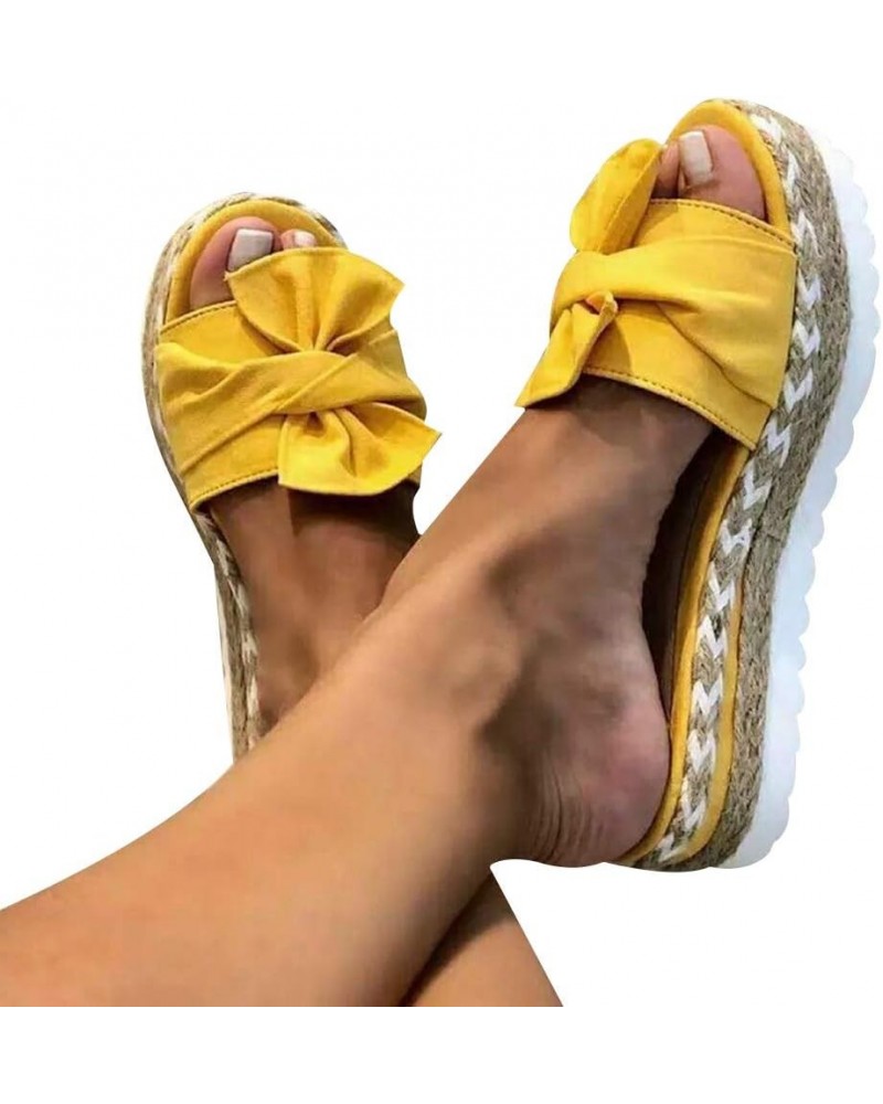 Women Slippers, Women Fashion Summer Bow-Knot Anti-Slip Slippers Platform Sandals Beach Shoes Yellow 37 $9.07 Slippers