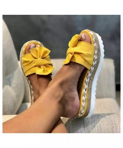 Women Slippers, Women Fashion Summer Bow-Knot Anti-Slip Slippers Platform Sandals Beach Shoes Yellow 37 $9.07 Slippers