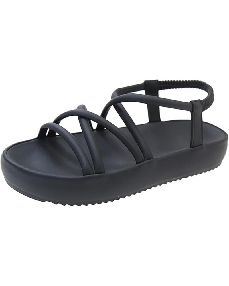 Sandals Female 2023 Summer New Roman High Level Feeling Sandals Female With Skirt Womens Sandals Platform Wedges Black $12.33...