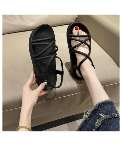 Sandals Female 2023 Summer New Roman High Level Feeling Sandals Female With Skirt Womens Sandals Platform Wedges Black $12.33...