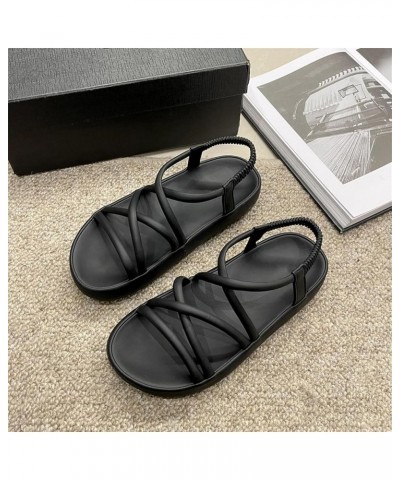 Sandals Female 2023 Summer New Roman High Level Feeling Sandals Female With Skirt Womens Sandals Platform Wedges Black $12.33...