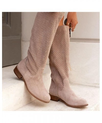 Mid Calf Boots Women Low Heel Knee High Dressy Black Boots for Women Wide Calf Cowboy Boots Women Black and White Women Above...