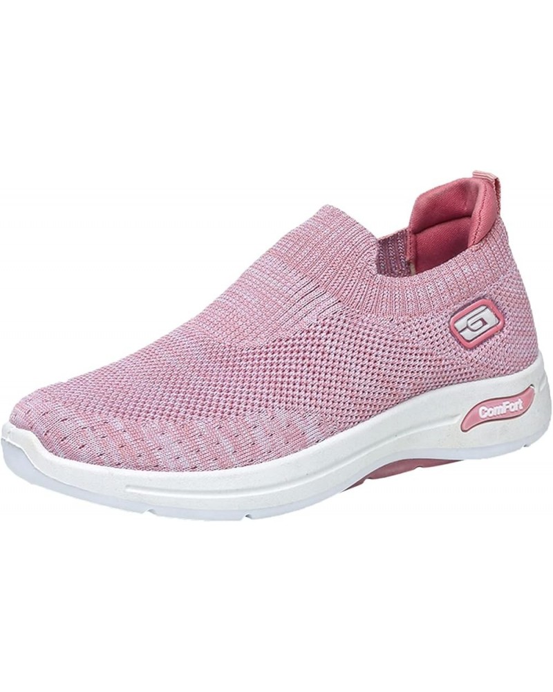 Fashion Spring and Summer Women Sports Shoes Flat Bottom and Soft Bottom Fly Woven Mesh Shoes Arch Support Women Pink $10.71 ...