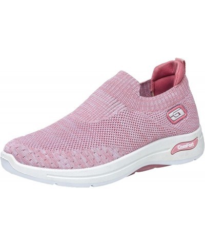 Fashion Spring and Summer Women Sports Shoes Flat Bottom and Soft Bottom Fly Woven Mesh Shoes Arch Support Women Pink $10.71 ...