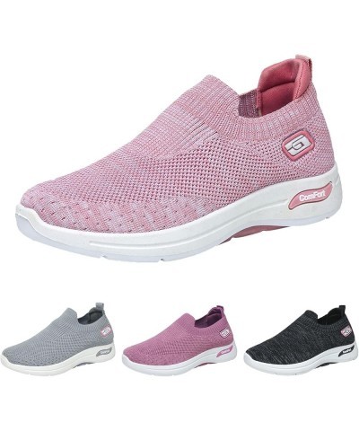 Fashion Spring and Summer Women Sports Shoes Flat Bottom and Soft Bottom Fly Woven Mesh Shoes Arch Support Women Pink $10.71 ...