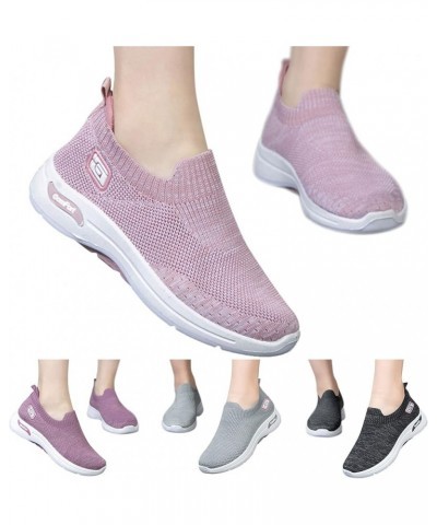 Fashion Spring and Summer Women Sports Shoes Flat Bottom and Soft Bottom Fly Woven Mesh Shoes Arch Support Women Pink $10.71 ...