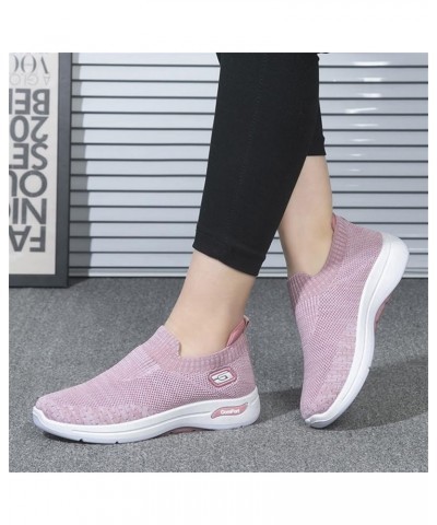 Fashion Spring and Summer Women Sports Shoes Flat Bottom and Soft Bottom Fly Woven Mesh Shoes Arch Support Women Pink $10.71 ...