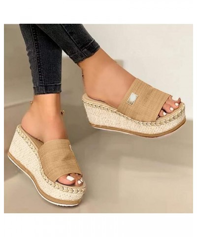 Platform Sandals Women Casual, Sandals Women Comfortable Espadrille Open Toe Platform Wedge Sandals Slippers Yellow $12.96 Ou...