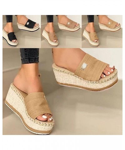 Platform Sandals Women Casual, Sandals Women Comfortable Espadrille Open Toe Platform Wedge Sandals Slippers Yellow $12.96 Ou...