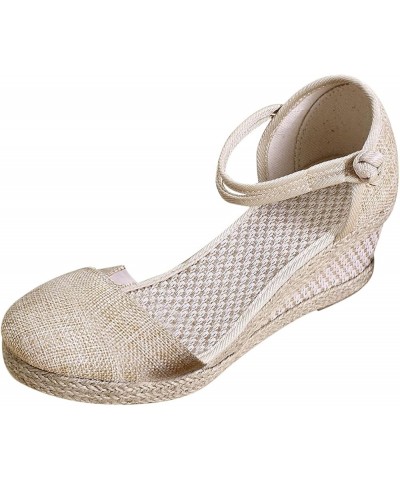 Fashion Women's Casual Shoes Breathable Slip-on Outdoor Leisure Wedges Sandals Z 12-beige $11.62 Sandals