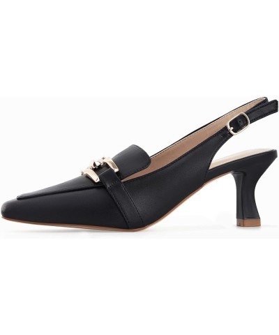 Womens Kitten Heels Slingback Closed Pointed Toe Dress Shoes Metal Chain Buckle Elegant Pumps Black $26.21 Pumps