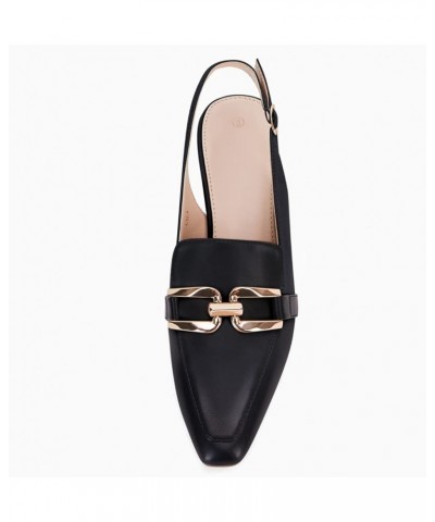 Womens Kitten Heels Slingback Closed Pointed Toe Dress Shoes Metal Chain Buckle Elegant Pumps Black $26.21 Pumps