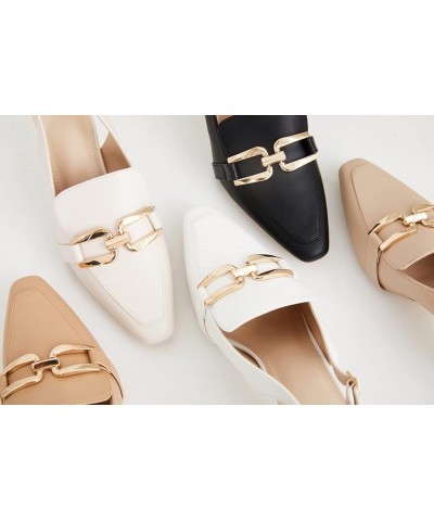 Womens Kitten Heels Slingback Closed Pointed Toe Dress Shoes Metal Chain Buckle Elegant Pumps Black $26.21 Pumps