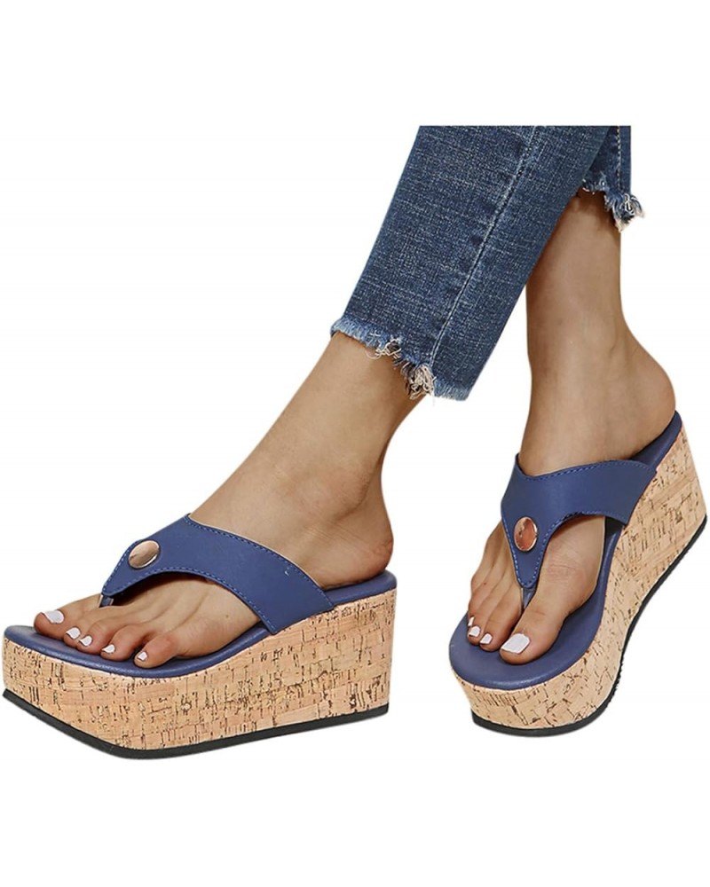 Wedges Sandals for Women, Summer Shoes Sandals Open Toe Breathable Beach Platform Sandals Slip-On Straw Casual Wedges Shoes (...