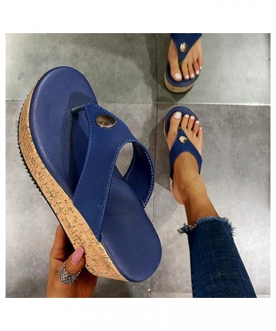 Wedges Sandals for Women, Summer Shoes Sandals Open Toe Breathable Beach Platform Sandals Slip-On Straw Casual Wedges Shoes (...