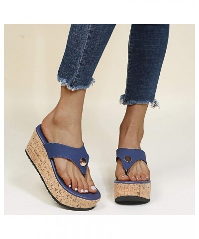 Wedges Sandals for Women, Summer Shoes Sandals Open Toe Breathable Beach Platform Sandals Slip-On Straw Casual Wedges Shoes (...