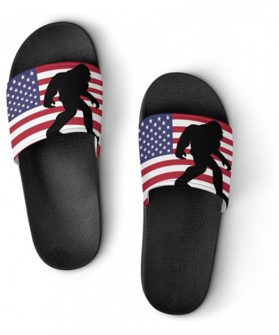 Bigfoot US Flag Home Slippers PVC Open Toe Shower Slippers Fashion Sandals for Men Women 45 (275mm) Black-style $26.09 Slippers