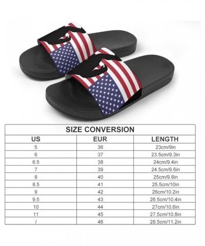 Bigfoot US Flag Home Slippers PVC Open Toe Shower Slippers Fashion Sandals for Men Women 45 (275mm) Black-style $26.09 Slippers