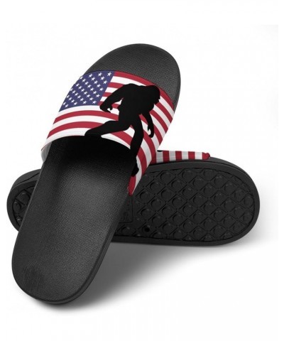 Bigfoot US Flag Home Slippers PVC Open Toe Shower Slippers Fashion Sandals for Men Women 45 (275mm) Black-style $26.09 Slippers