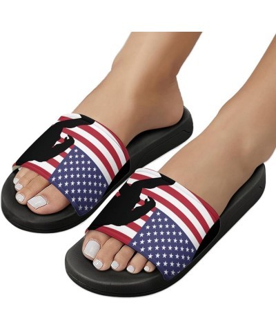 Bigfoot US Flag Home Slippers PVC Open Toe Shower Slippers Fashion Sandals for Men Women 45 (275mm) Black-style $26.09 Slippers