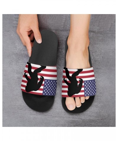 Bigfoot US Flag Home Slippers PVC Open Toe Shower Slippers Fashion Sandals for Men Women 45 (275mm) Black-style $26.09 Slippers