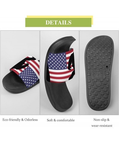 Bigfoot US Flag Home Slippers PVC Open Toe Shower Slippers Fashion Sandals for Men Women 45 (275mm) Black-style $26.09 Slippers